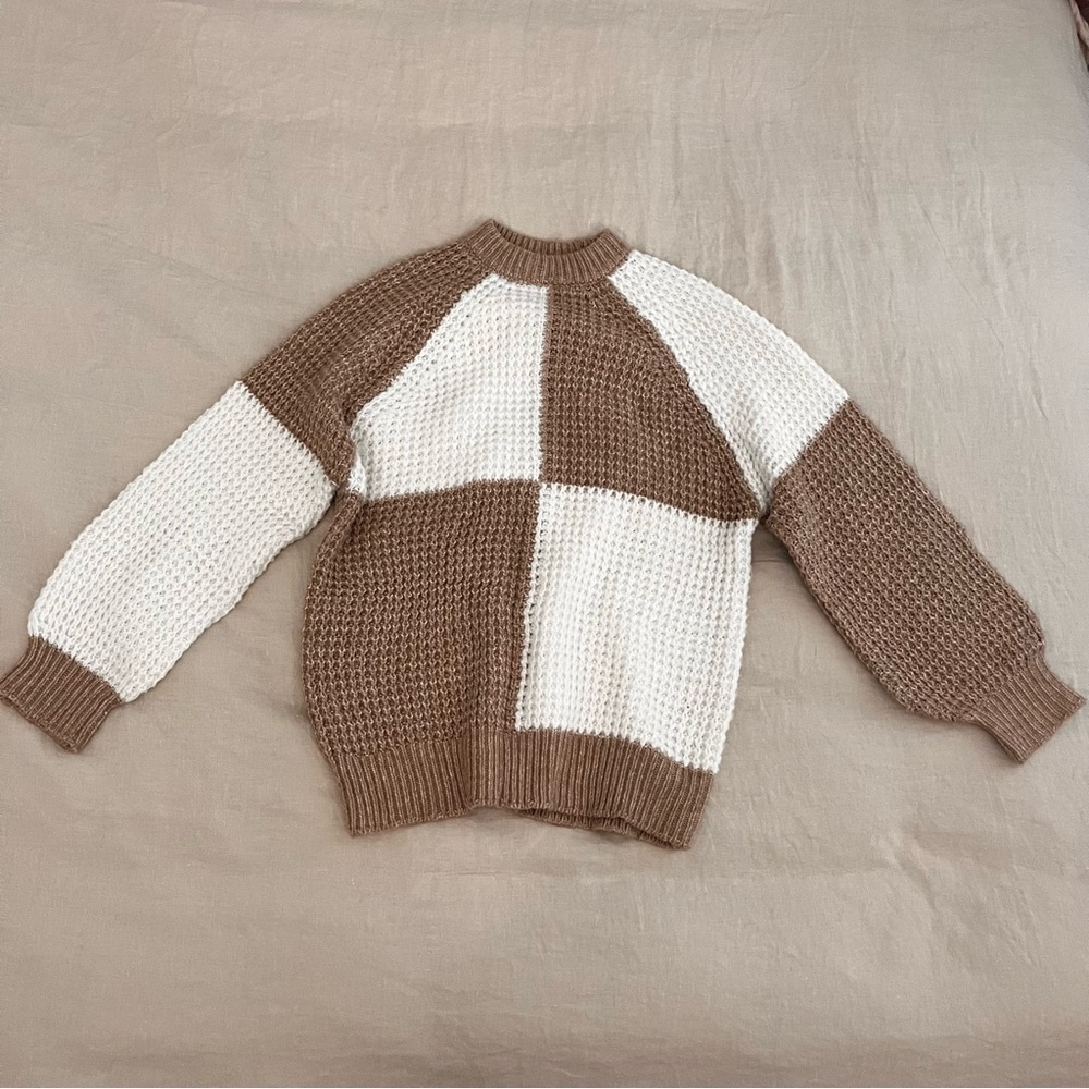 Mango Colorblock Sweater Brown and White